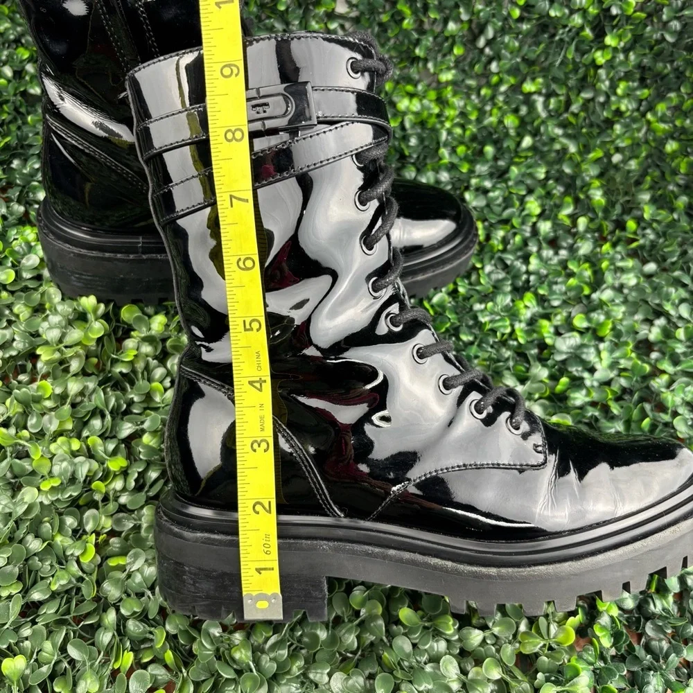 TORY BURCH PATENT LEATHER COMBAT BOOTS SIZE 7 WOMAN